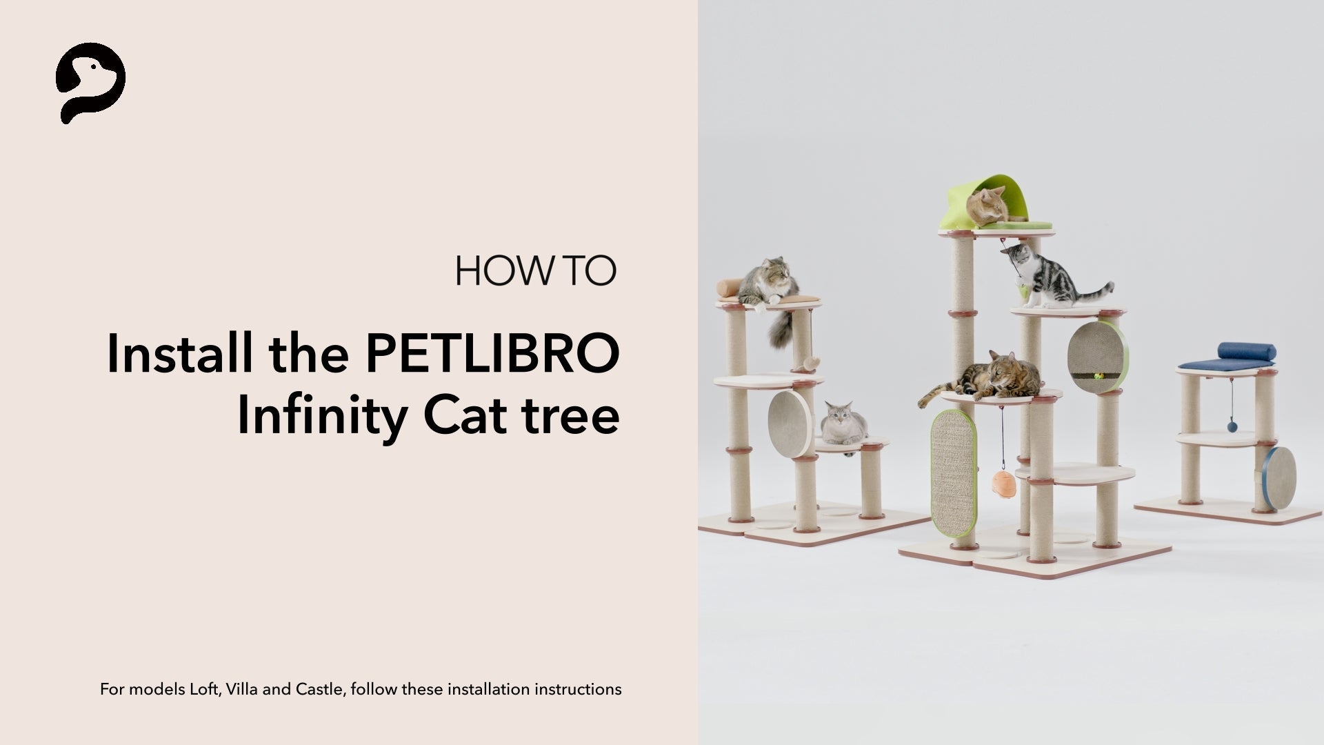 Petlibro PETLIBRO Banner: Katzen auf Kratzbaum; Brunnen, Katzentoilette, automatischer Futterspender fürs Haustier Katze erwähnt