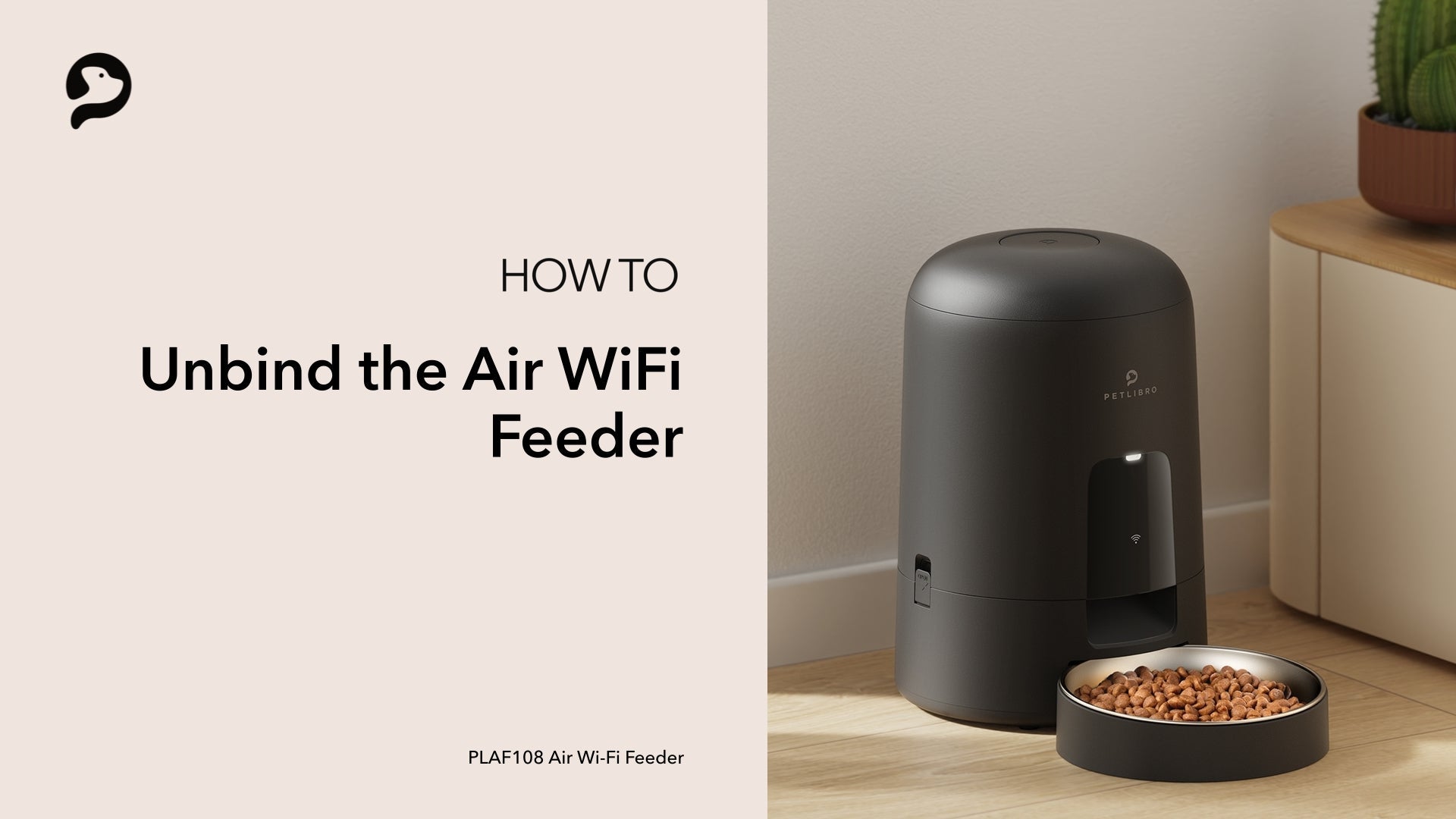 Petlibro PETLIBRO automatischer Futterspender Air WiFi in Grau mit Napf; Haustier Katze, Brunnen und Katzentoilette erwähnt, How-to Banner