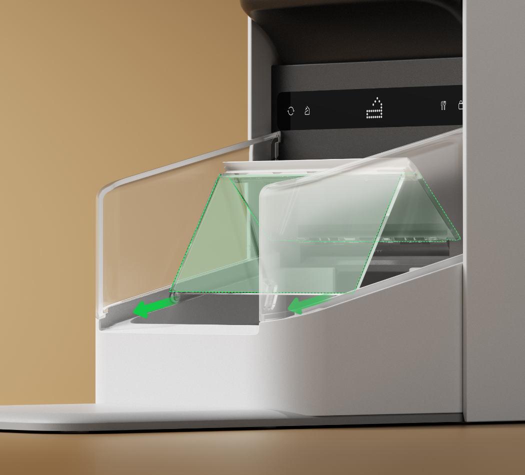 Petlibro PETLIBRO Brunnen für Katze/Haustier, weißer automatischer Futterspender mit transparenter Klappe, neben Katzentoilette-Icon-Display