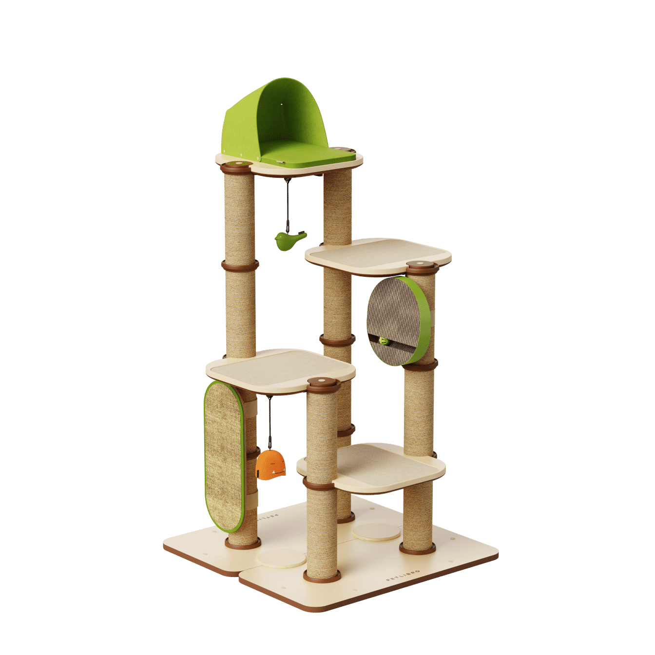 Petlibro PETLIBRO Kratzbaum beige-grün; für Haustier Katze, erwähnt Brunnen, Katzentoilette, automatischer Futterspender