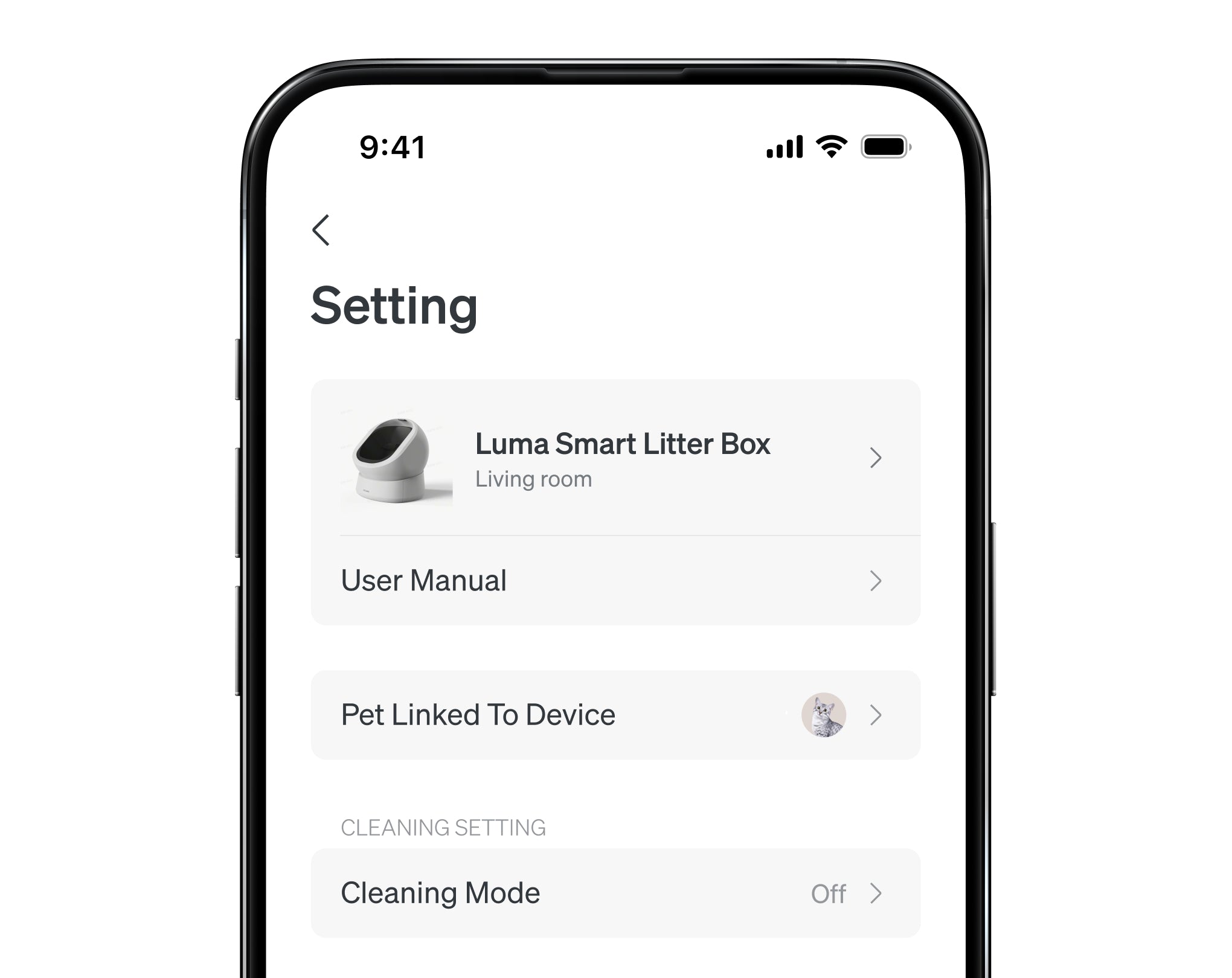 Petlibro PETLIBRO App-Setting für Haustier: Luma Smart Katzentoilette; Keywords Brunnen, Katze, automatischer Futterspender erwähnt