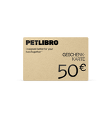 Petlibro PETLIBRO Geschenkkarte 50€; Hinweis auf Brunnen, Katze, Haustier, Katzentoilette und automatischer Futterspender