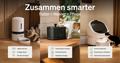 Petlibro PETLIBRO Brunnen, Futterautomat und Katzentoilette; Katze nutzt Haustier-Pflegegeräte im Wohnraum-Banner