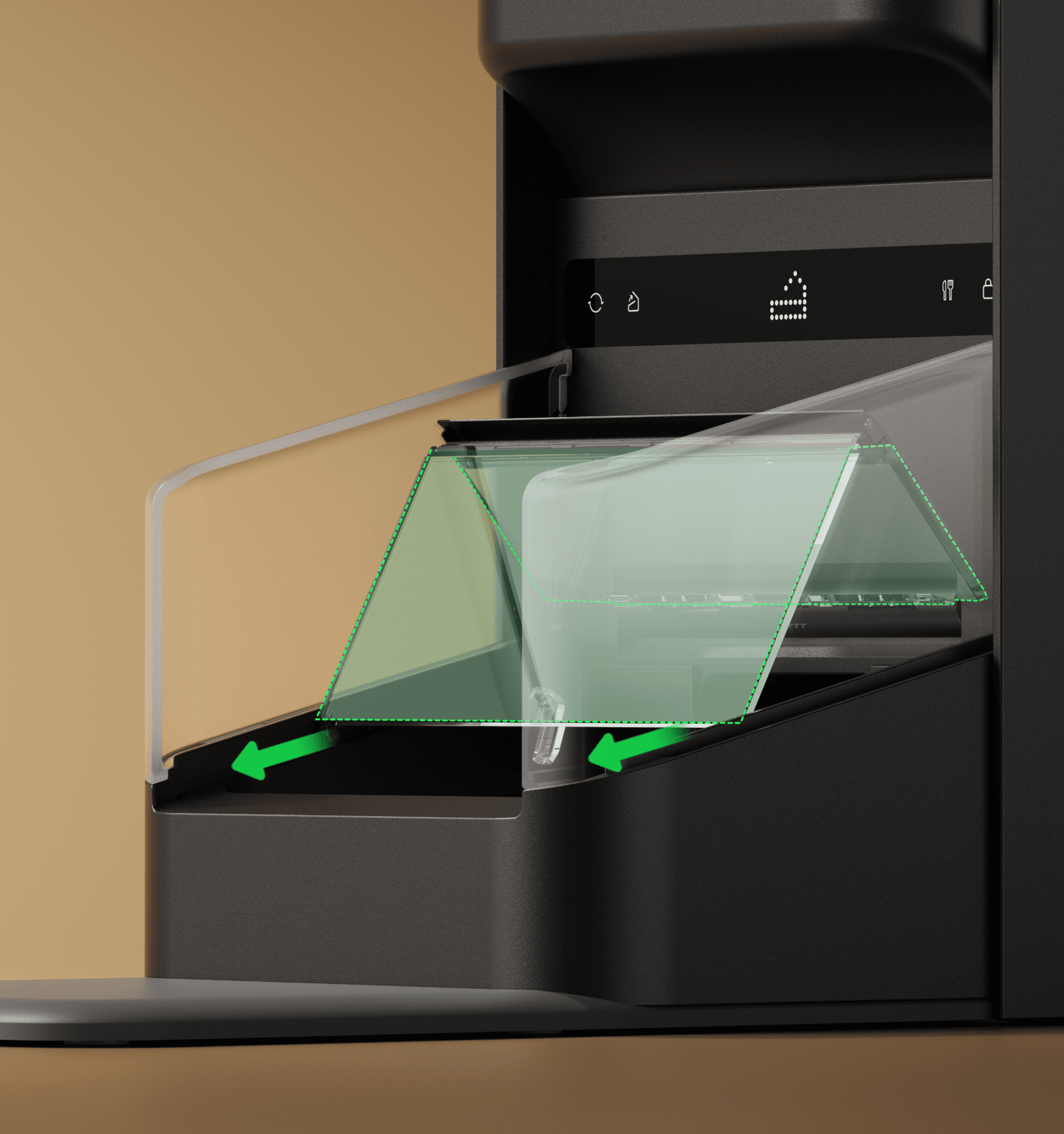 Petlibro schwarzer automatischer Futterspender mit transparentem Klappdeckel und Bedienfeld für Haustiere