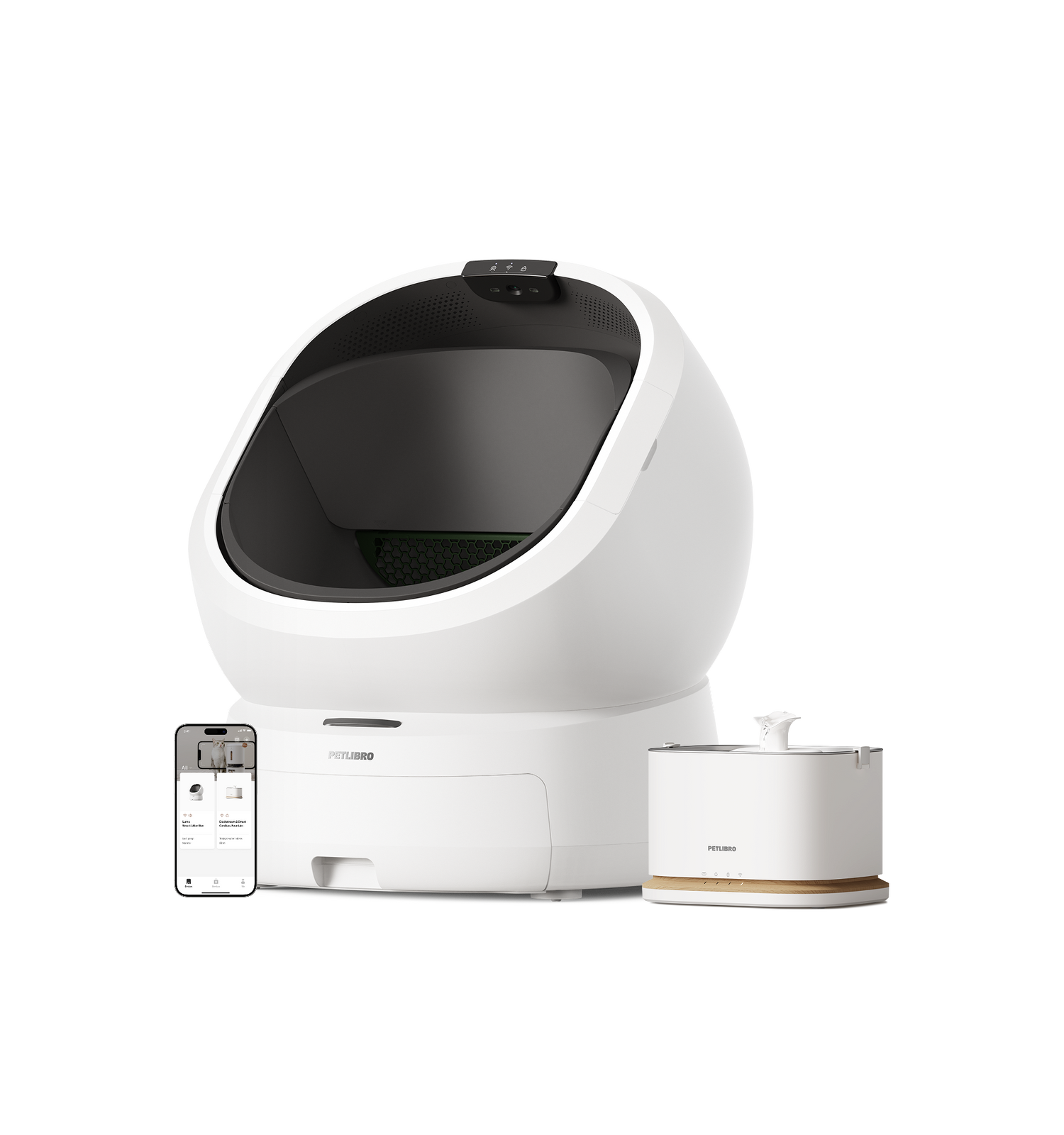 Petlibro PETLIBRO Brunnen, Katzentoilette und automatischer Futterspender für Katze/Haustier, weißes Set mit App-Anzeige