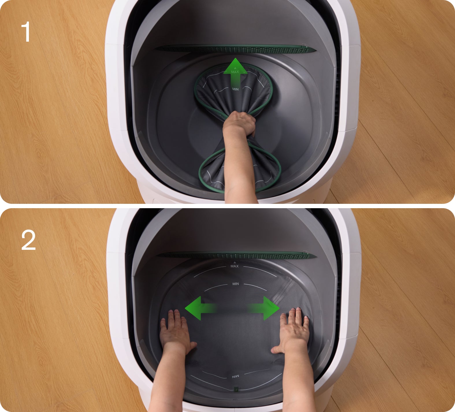 Petlibro PETLIBRO Katzentoilette: Hände spannen Einlage (MAX/MIN); Haustier-Zubehör, Brunnen & automatischer Futterspender erwähnt, Katze geeignet