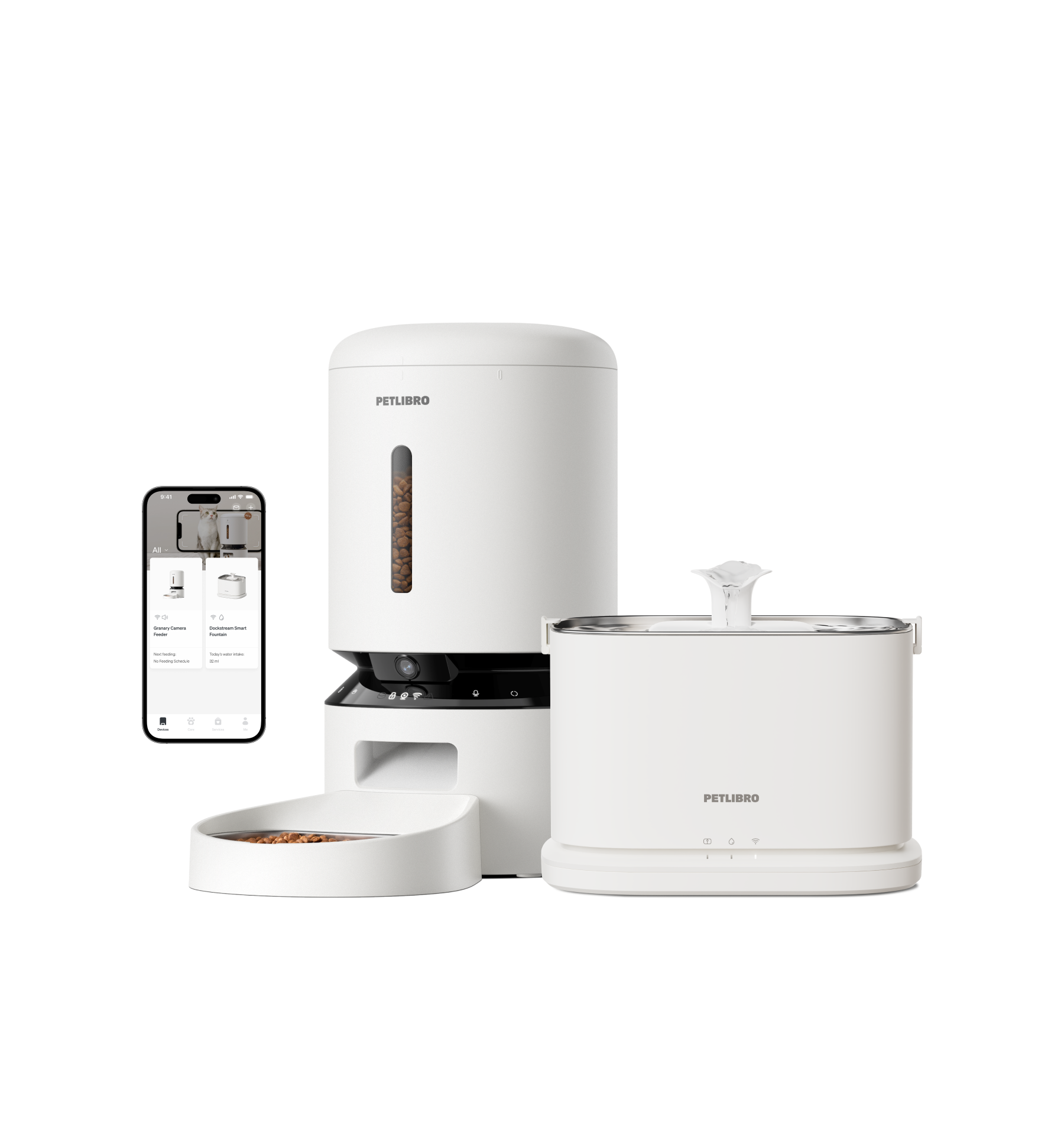 Granary Futterautomat mit Kamera & Dockstream 2 Smarter Trinkbrunnen