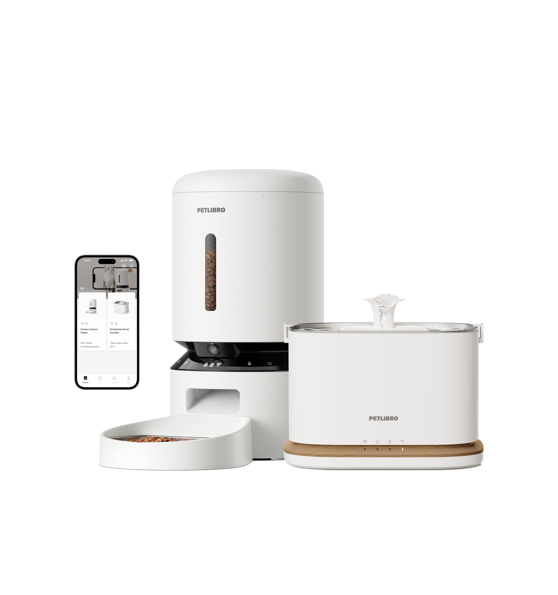 Granary Futterautomat mit Kamera & Dockstream 2 Smarter Trinkbrunnen