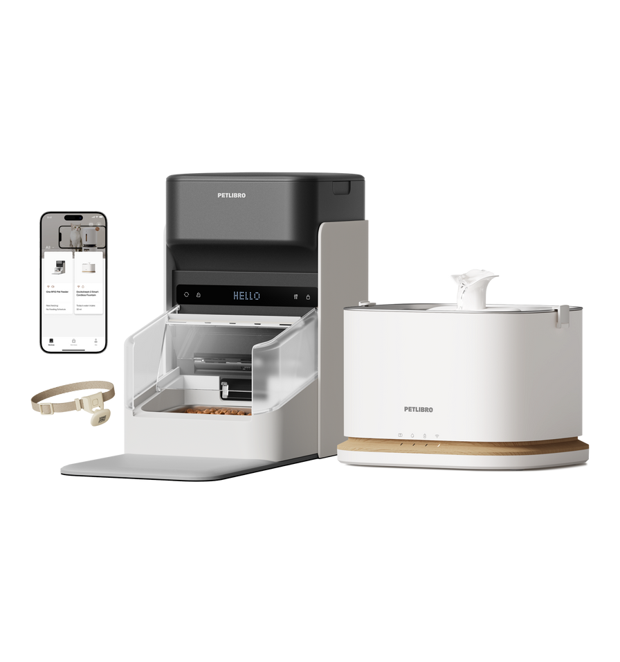 One Smarter RFID-Futterautomat & Dockstream 2 Smarter Schnurlos Trinkbrunnen