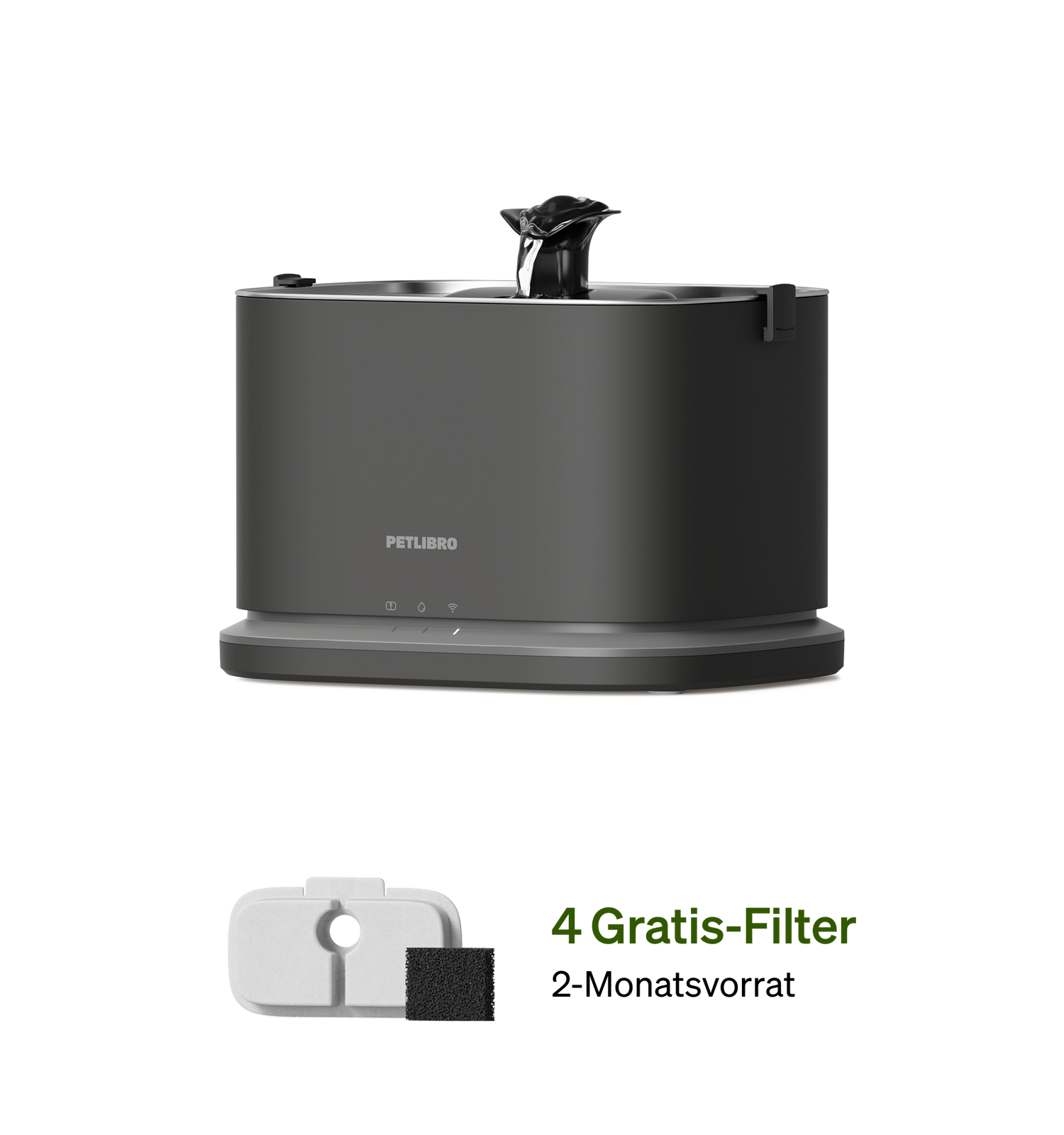 Petlibro PETLIBRO Brunnen für Katze/Haustier, schwarzer Trinkbrunnen mit 4 Gratis-Filtern; Hinweis: Katzentoilette, automatischer Futterspender nicht abgebildet