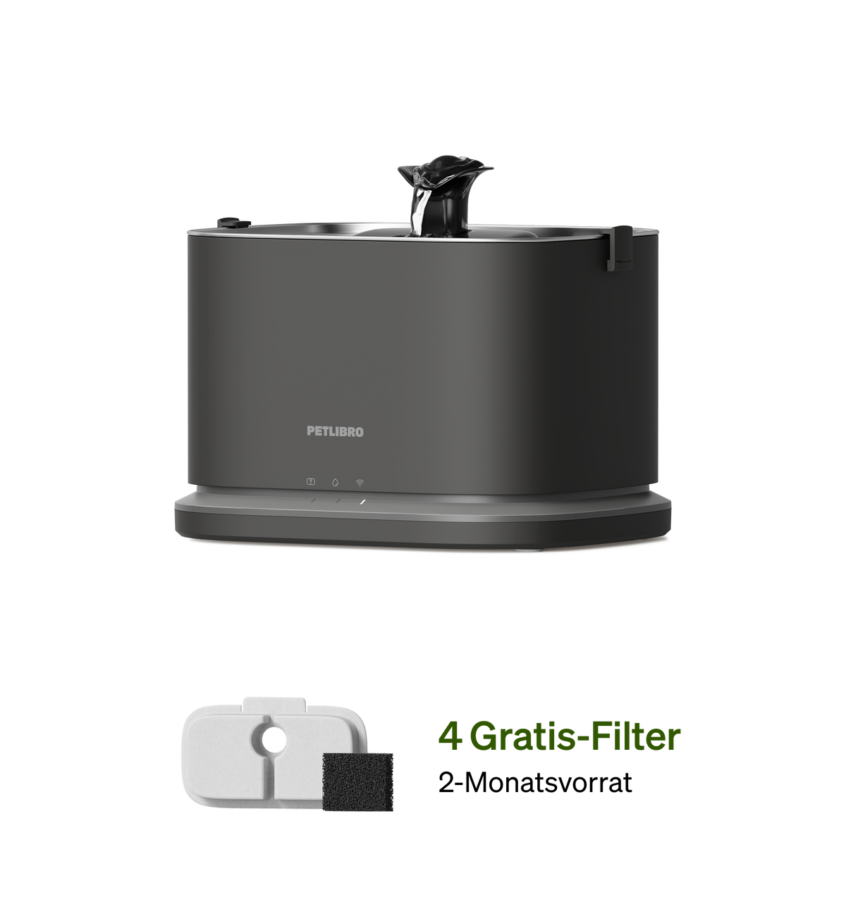 Petlibro PETLIBRO Brunnen für Katze/Haustier, schwarzer Trinkbrunnen mit 4 Gratis-Filtern; Hinweis: Katzentoilette, automatischer Futterspender nicht abgebildet