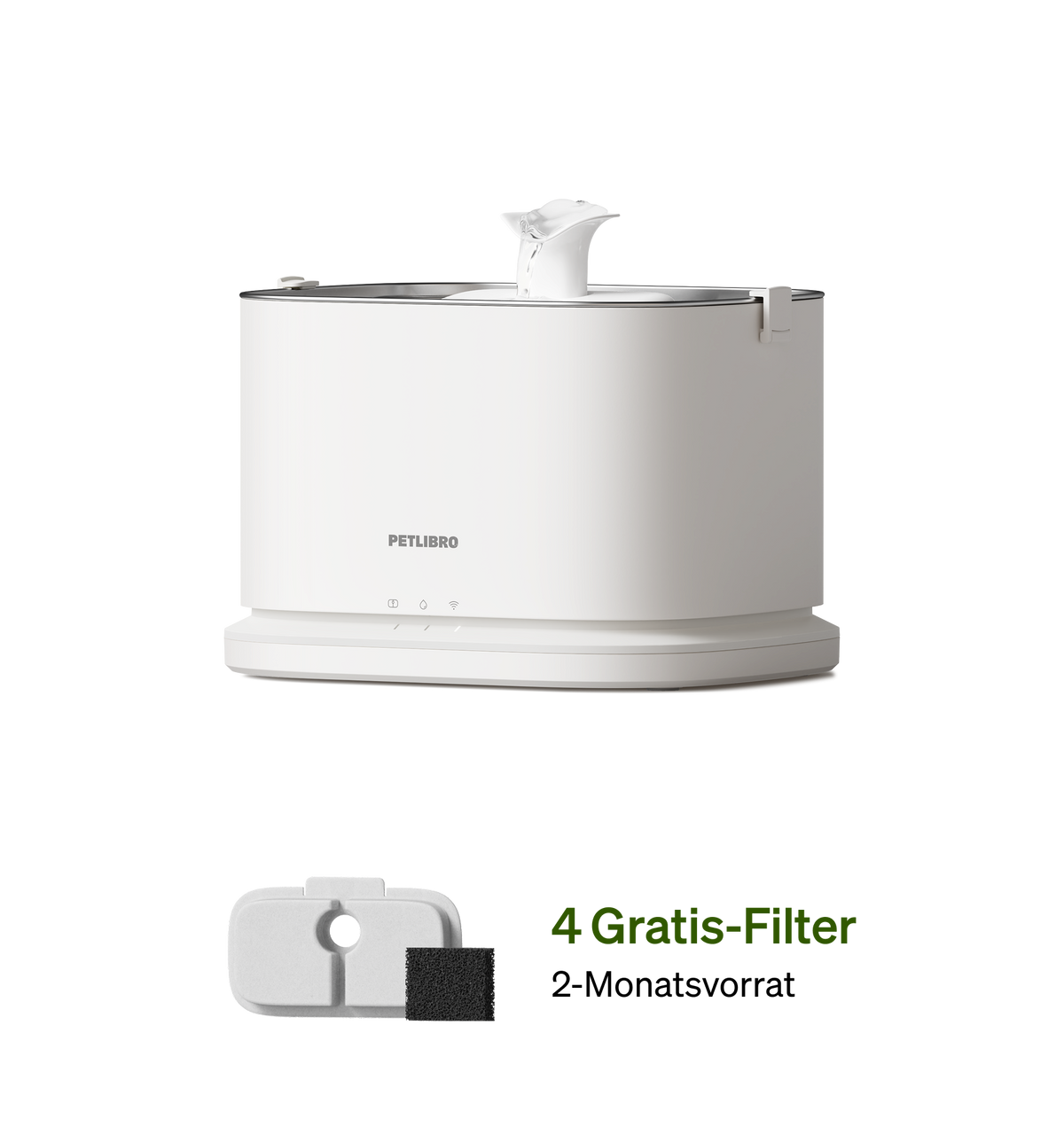 Petlibro PETLIBRO Brunnen weiß mit Wasserlauf, inkl. 4 Gratis-Filter; für Katze/Haustier, kein Katzentoilette/automatischer Futterspender sichtbar