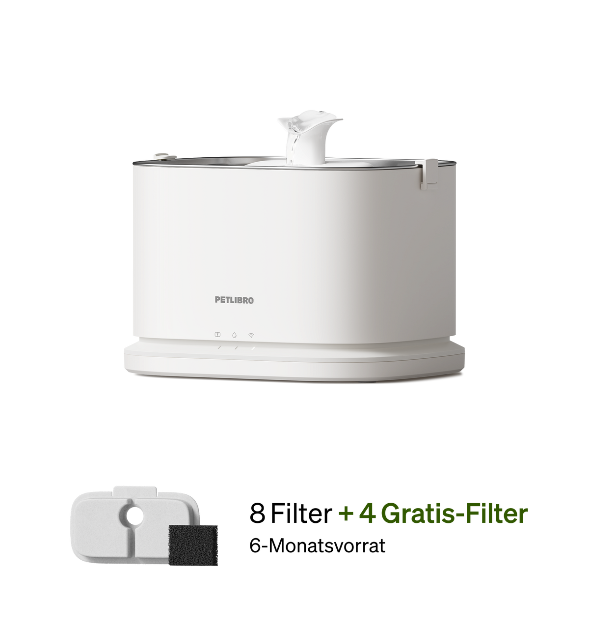 Petlibro PETLIBRO Brunnen für Katze/Haustier, weißer Trinkbrunnen mit Auslauf, +4 Gratis-Filter; Katzentoilette, automatischer Futterspender erwähnt