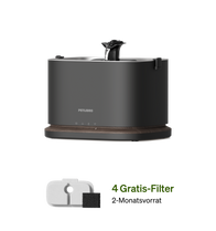 Petlibro PETLIBRO Brunnen für Katze/Haustier, grauer Trinkbrunnen mit Auslauf; Hinweis Katzentoilette, automatischer Futterspender, 4 Gratis-Filter