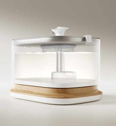 Petlibro PETLIBRO Brunnen, transparenter Wassertank mit Holzoptik-Basis; für Katze und Haustier, neben Katzentoilette nutzbar