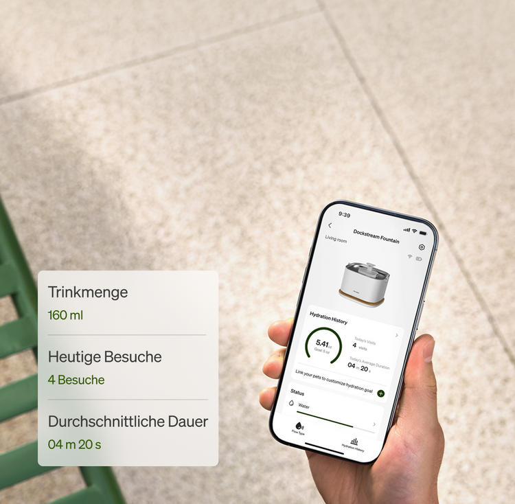 Petlibro PETLIBRO Brunnen-App am Smartphone zeigt Trinkmenge; für Katze und Haustier, passend zu Katzentoilette und automatischer Futterspender