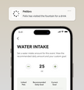 Petlibro PETLIBRO App-Ansicht: Hinweis „Katze am Brunnen“, Wasseraufnahme-Tracking fürs Haustier; erwähnt Katzentoilette, automatischer Futterspender
