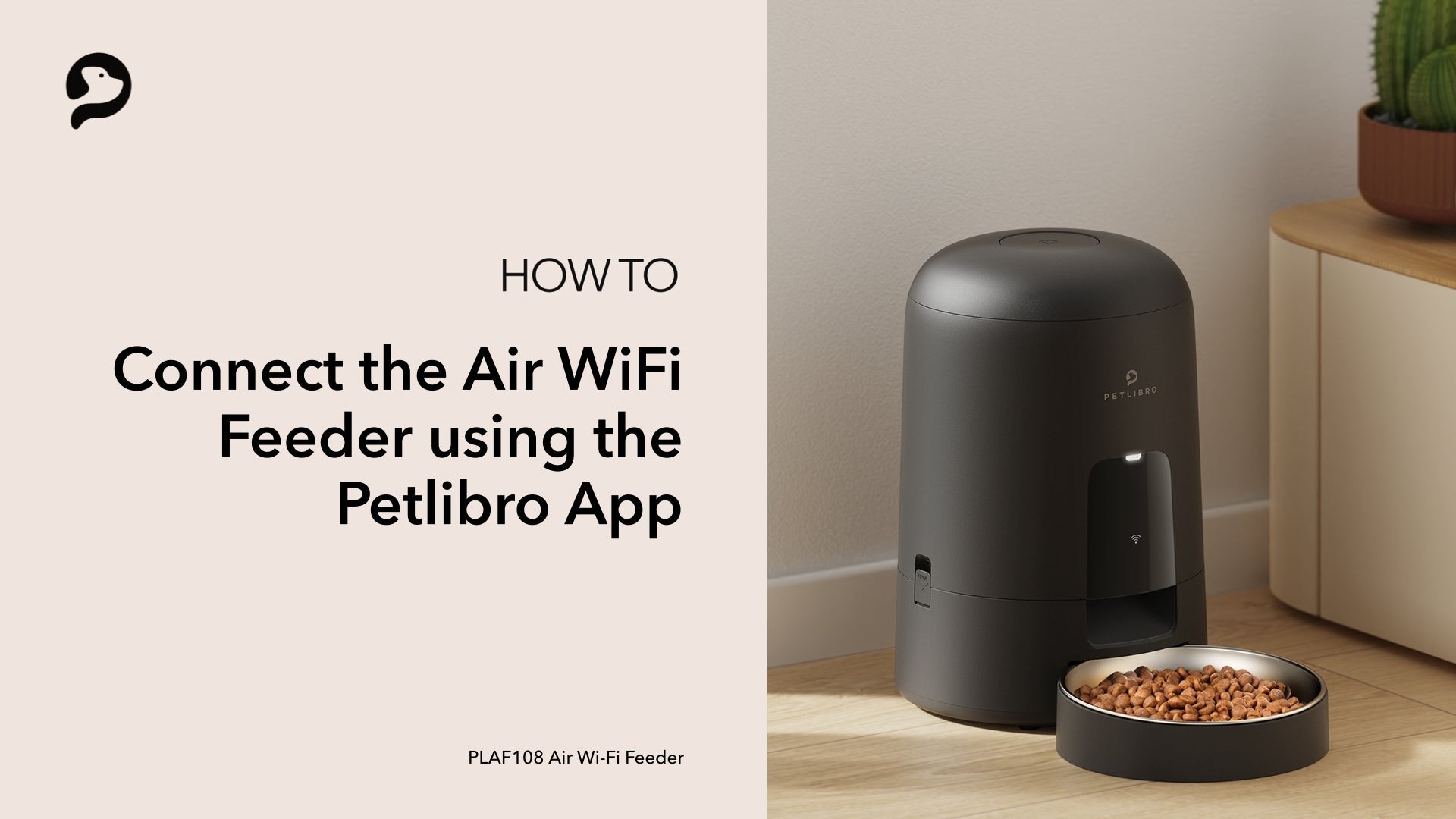 Petlibro PETLIBRO automatischer Futterspender Air WiFi in Grau mit Napf; Haustier Katze, Hinweis auf Brunnen und Katzentoilette-App-Setup